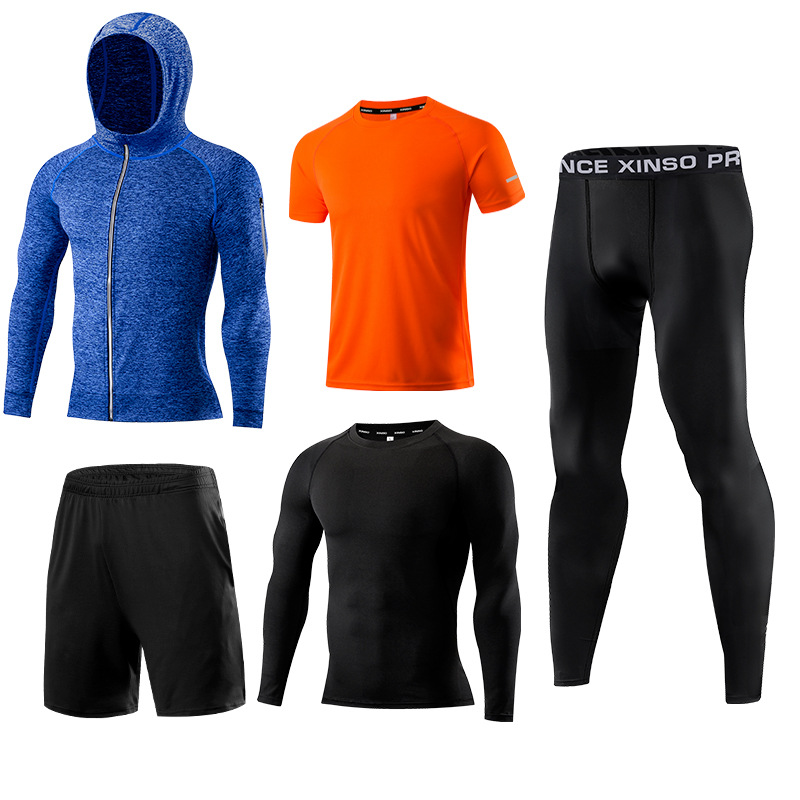 Running Gear Quick Dry - 5-teiliges Herren-Fitness-Kleidungsset, schnell trocknend, für Fitnessstudio,