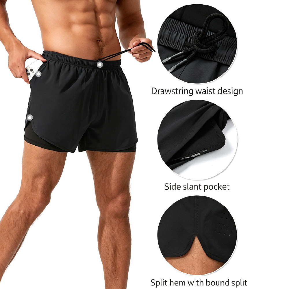 2-in-1-Laufshorts mit hoher Ta – Running Gear Quick Dry Bewertung und Preis